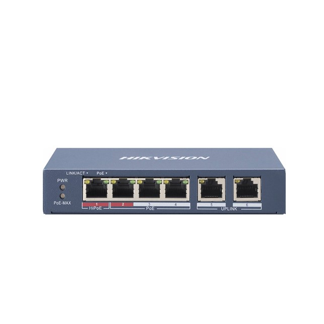 Hikvision 4 Port Fast Ethernet Unmanaged POE Switch (DS-3E0105P-E/M)