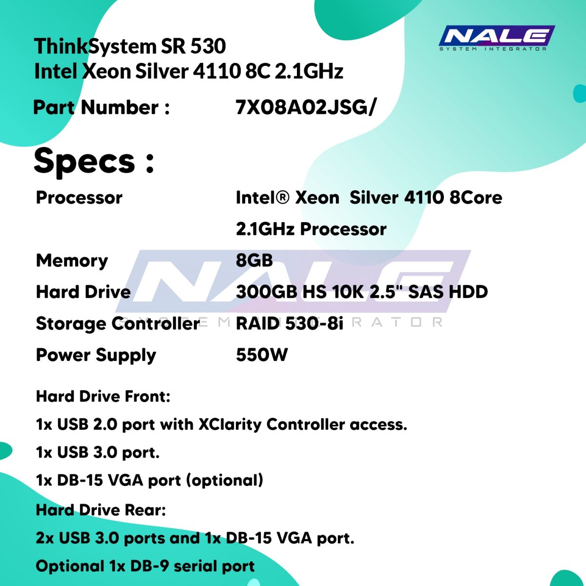Lenovo ThinkSystem SR530 Intel Xeon Silver 4110 8C (7X08A02JSG) - Gambar 3