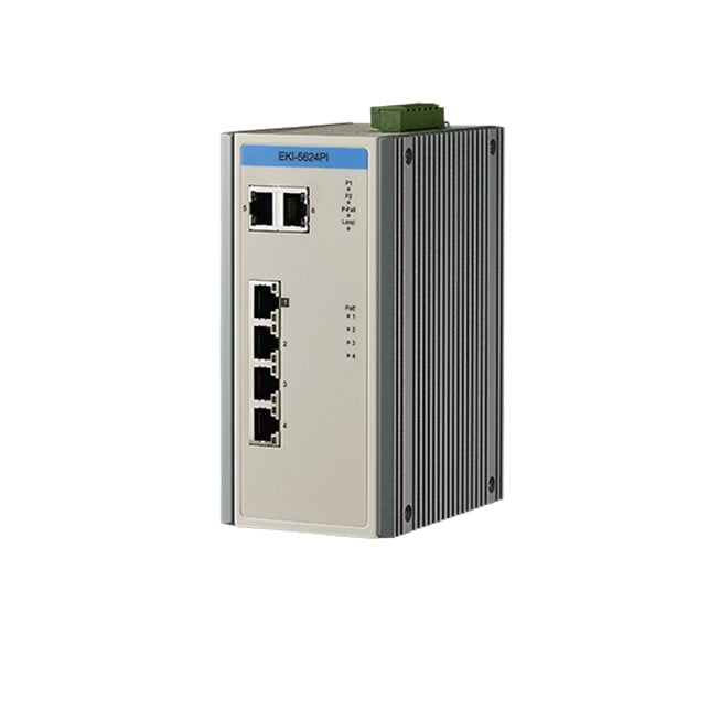 Advantech 6-Port Fast Ethernet/GbE Combo Industrial Ethernet Switch with PoE & Extreme Temp (EKI-5624PI-AE)