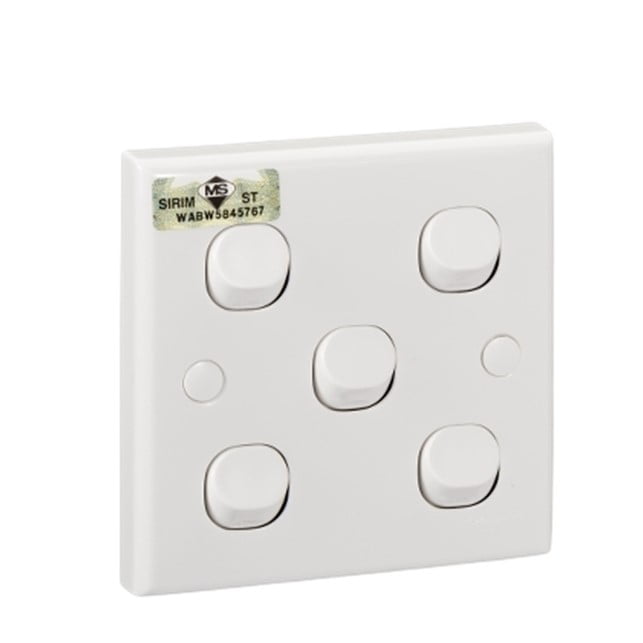 SAKLAR HOTEL 5G SCHNEIDER CLASSIC E35_2_3A_WE_G3 5 GANG 2 WAY WHITE