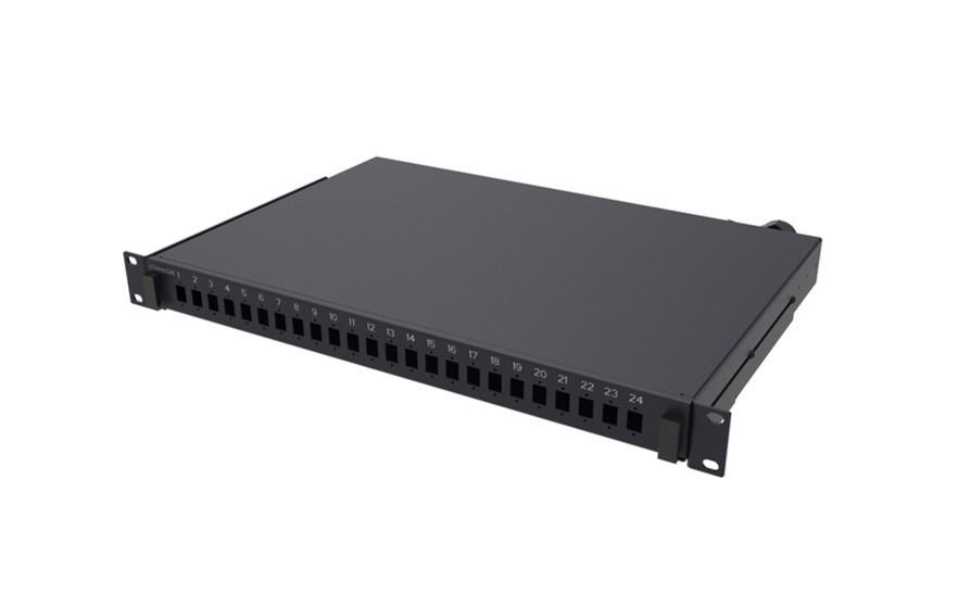 Commscope Fiber Optic Panel,1U, 19 in, unloaded for 24 LC duplex or 24 SC simplex adaptors (760244403)