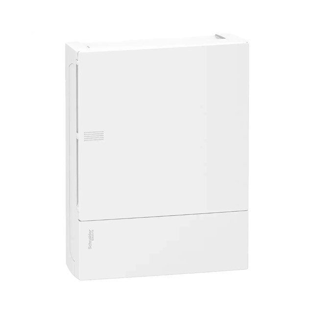Enclosure, Resi9 MP, surface mounting, 2 rows of 12 modules, IP40, white door, 1 earth + 1 neutral terminal blocks