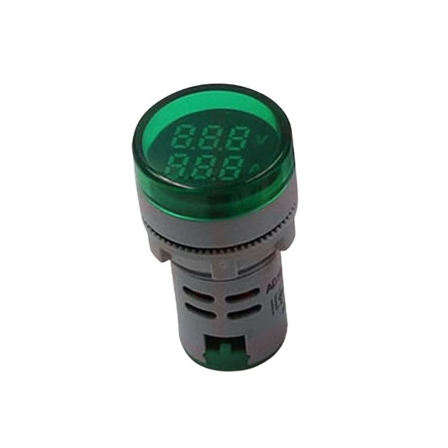 FORT PILOT LAMP LED WITH VOLT METER + AMPERE METER AD116-22DSAV (GREEN)