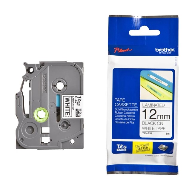 Brother Label Tape Cassette 18mm Black On White TZE-231