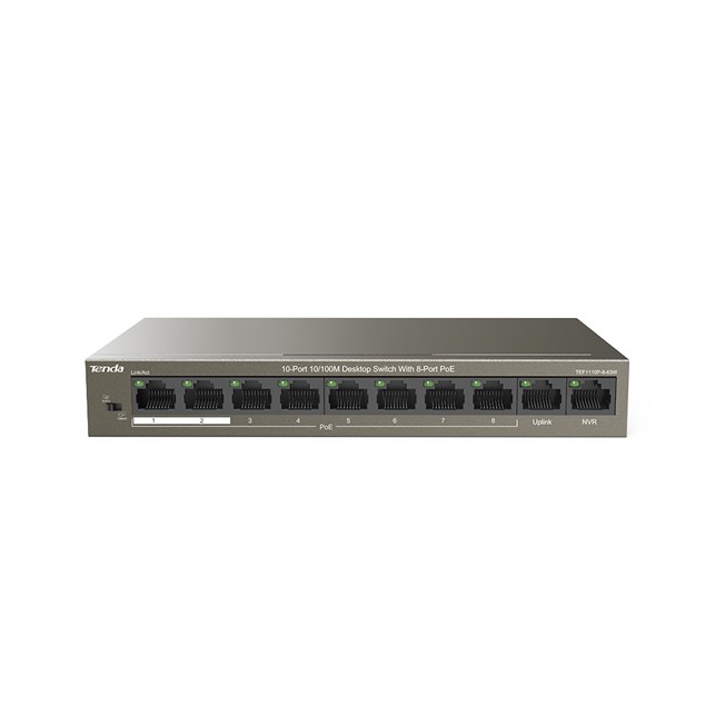 Tenda 10-Port 10/100M Desktop Switch with 8-Port PoE (TEF1110P-8-63W)