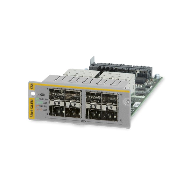 Allied Telesis 8 x 10G SFP+ expansion module for SBx81XLEM line card.
