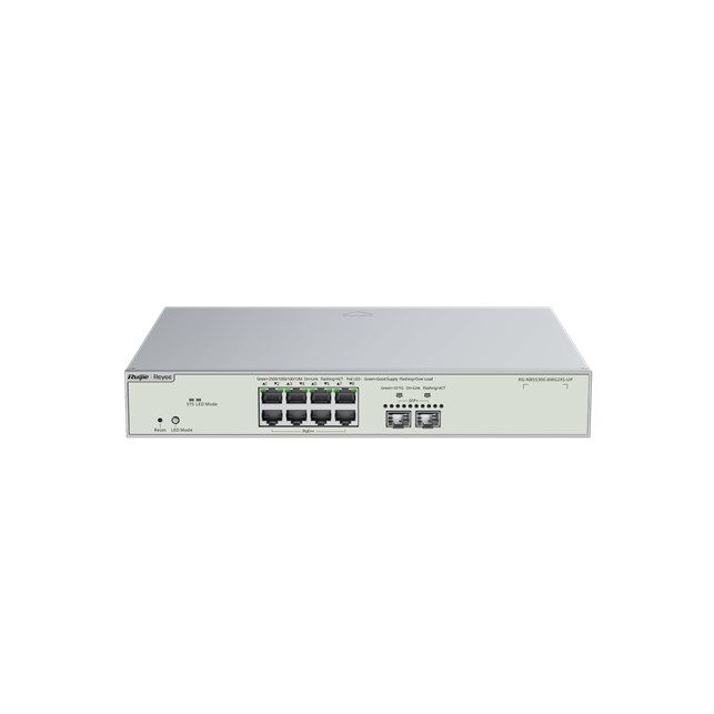 Ruijie Reyee 10 Ports Muti-Gigabit Layer 3 Managed Switch with 8 PoE++ Ports, 2 SFP+ Uplink Ports (RG-NBS5300-8MG2XS-UP)