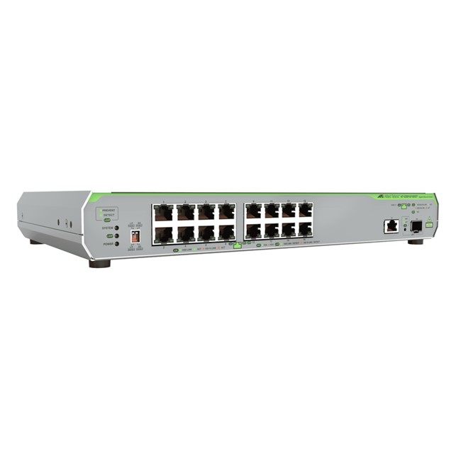 Allied Telesis Gigabit Unmanged Switch with 10G uplink, 16x 10/100M/1G-T, 1x 100M/1/2.5/5/10G-T, 1x SFP+ (AT-GS910/18XST-50)