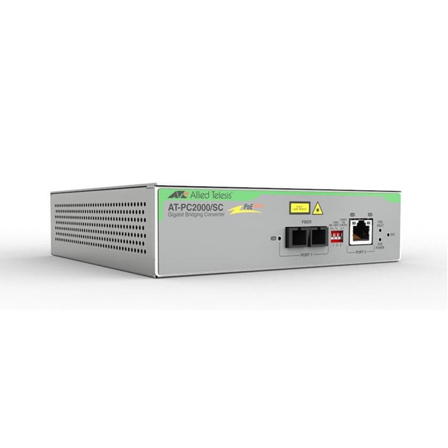 Allied Telesis 10/100/1000T to 1000SX/SC POE+ Media & Rate Converter (AT-PC2000/SC-960)