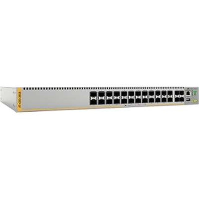 Allied Telesis 28-port 100/1000X SFP Layer2+ managed switch with fixed single power supplies. 5 year NCP support (AT-x220-28GS-B55)