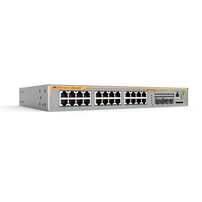 Allied Telesis L2+ switch with 24 x 10/100/1000T ports and 2 x 100/1000X SFP ports, fan-less model. 1 year NCP support (AT-x230L-26GT-B51)