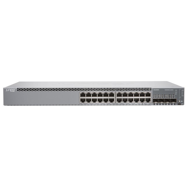 Juniper Switch 24-port 10/100/1000BASE-T, 4 x 1/10GbE SFP/SFP+ (EX2300-24T)