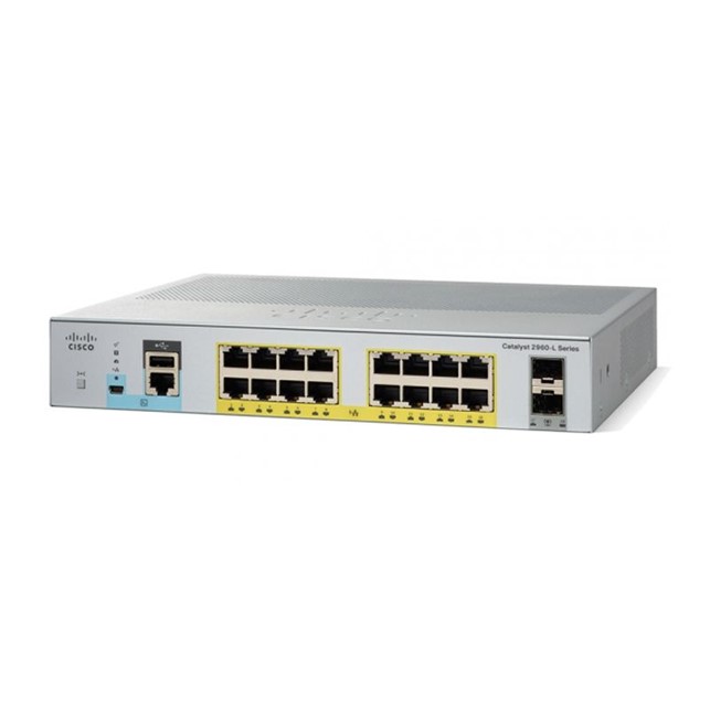 Cisco Switch Catalyst 2960L 16 port GigE with PoE, 2 x 1G SFP, LAN Lite (WS-C2960L-16PS-LL)
