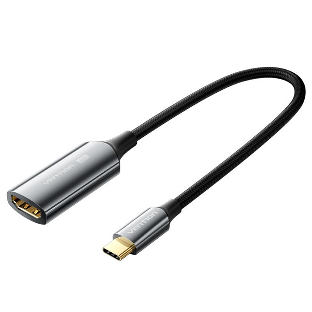 Vention Cotton Braided USB-C to HDMI 4K Converter 0.25M Black Zinc Alloy Type