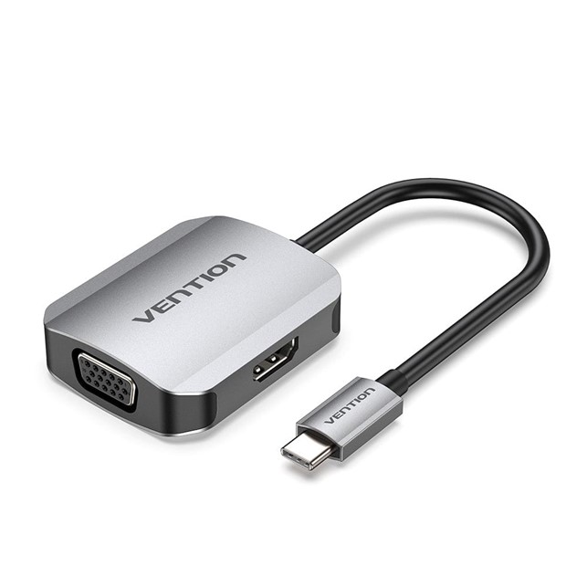 TDIHB Vention USB-C to HDMI/VGA Converter For Computer/Laptop/Phone/Pad - Gambar 1