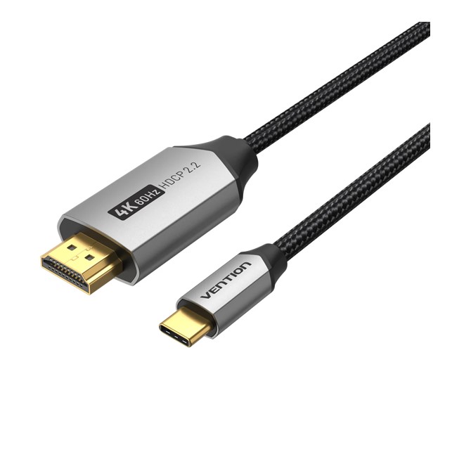 Vention Cotton Braided USB-C to HDMI Cable 1.5M Black Aluminum Alloy Type (CRBBG)